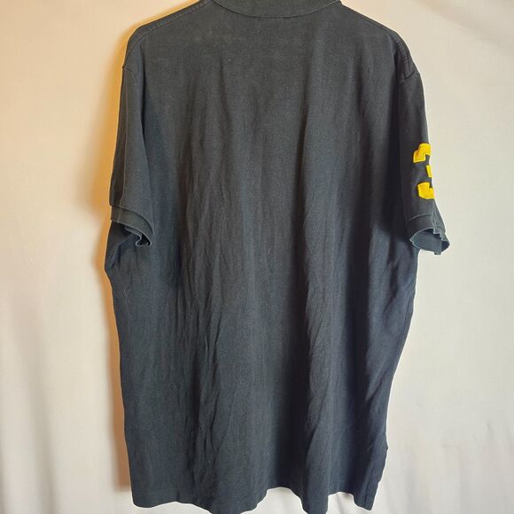 Polo Ralph Lauren Big Pony #3 Black Short Sleeve Rugby Shirt Custom Fit Large XL - Picture 13 of 16